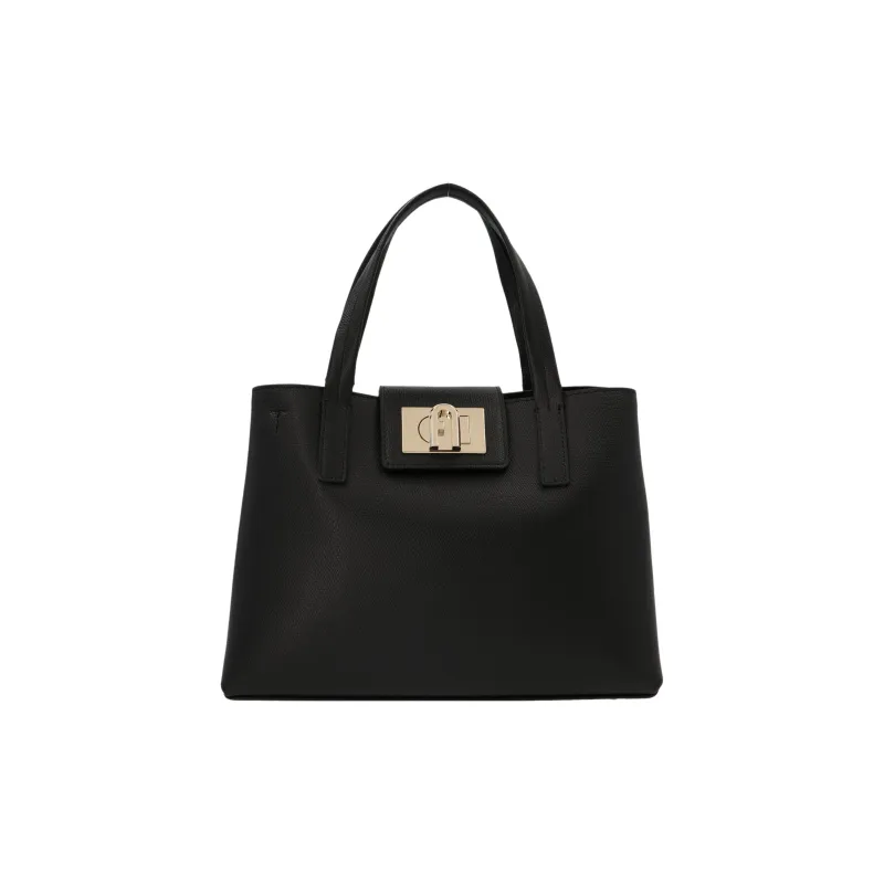 Furla 1927 Collection Leather Tote Bag, Shopping Bag, Crossbody Bag, Handbag Medium Size Unisex Black-0