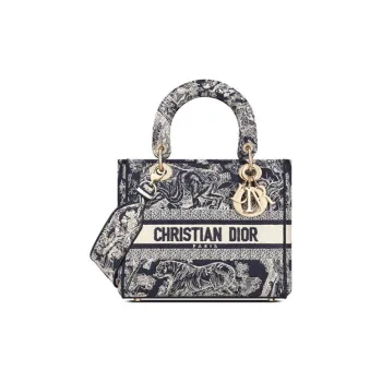 DIOR Lady Dior Embroidery Lady Dior Bag, Handbag, Shoulder Bag, Crossbody Bag Medium Size Women's Blue