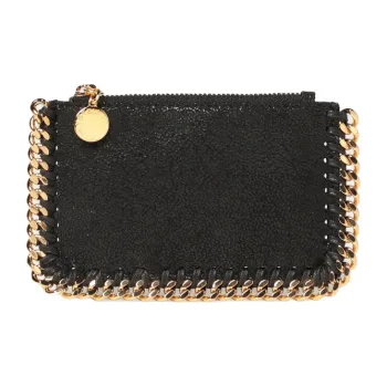 Stella McCartney Falabella Polyester Card Clip Wallets Women's Black