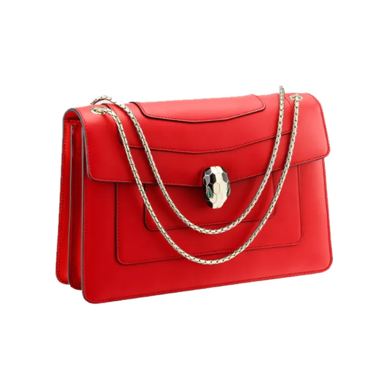 BVLGARI Serpenti Forever Calfskin Shoulder Bag Unisex Red-1