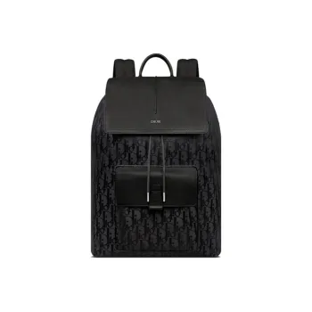 DIOR D-Motion Technical Fabric Grained Cow Leather Patchwork Backpack Regular Men's Black
