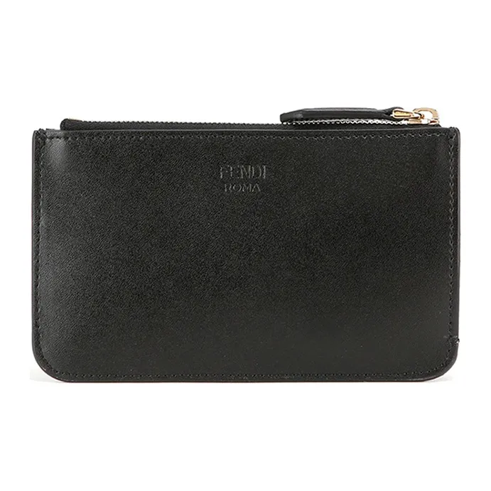 FENDI Cow Leather Handbag Coin Purse Women's Black-2