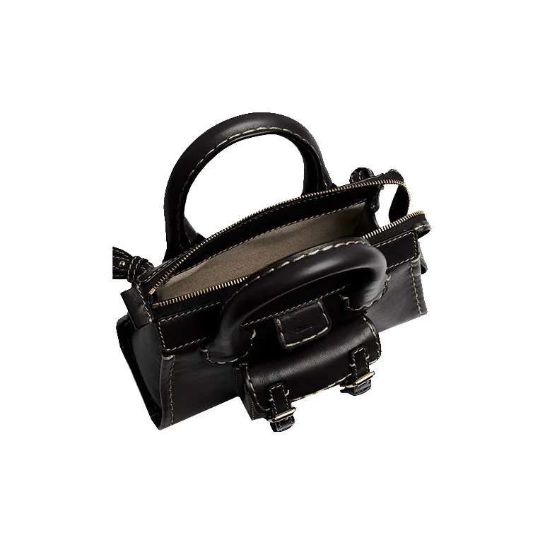 Chloe Edith Buffalo Leather Shoulder Bag Crossbody Bag Handbag Mini Women's Black-1