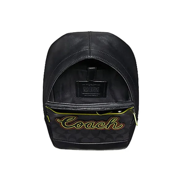 COACH Charles Canvas Leather Sling Bag Trumpets Men's Black-1