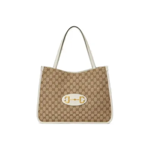 GUCCI Canvas With Leather tote Laurent Bag Shopping Bag Handbag Shoulder Bags Women's Beige & Ebony