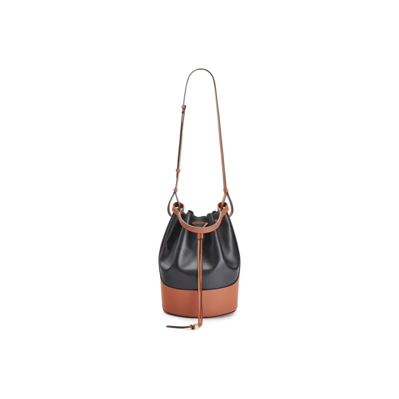LOEWE Balloon Napa Calf Leather Balloon Bag Bucket Bag Handbag Shoulder Bag Crossbody Bag Large Size Women's Black/Tan-2