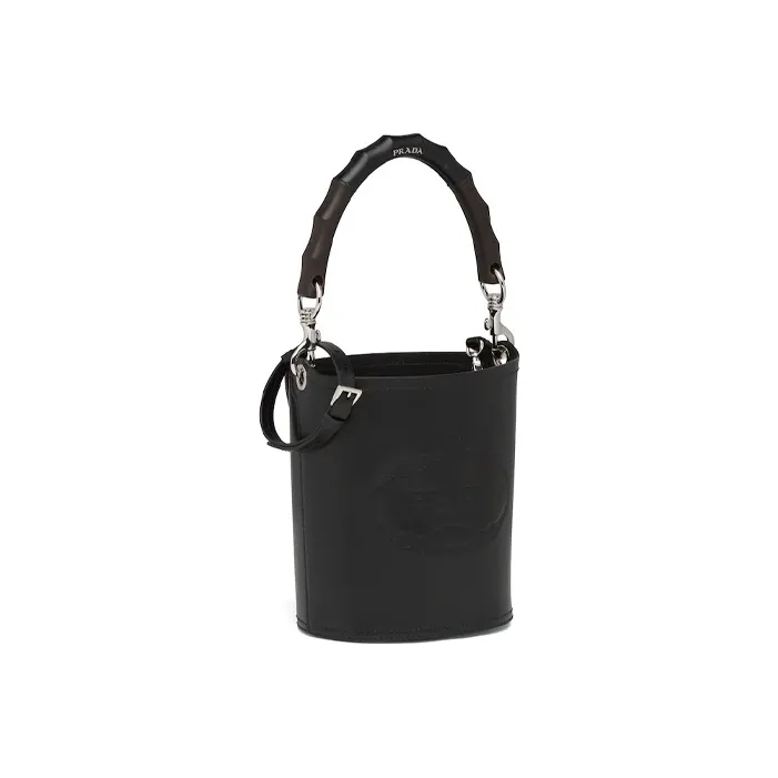 PRADA Leather Handbag Bucket Bag Women's Black-1