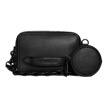 COACH Charter Leather Camera Bag, Handbag, Shoulder Bag, Crossbody Bag Small Size Men's Black