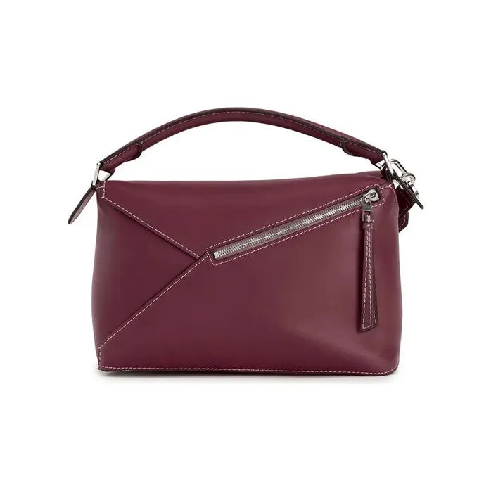 LOEWE Puzzle Cow Leather Geometric Bag Puzzle Bag Shoulder Bag Crossbody Bag Handbag Large Size Men's Burgundy-1