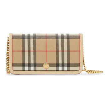 Burberry Vintage Eco Friendly Canvas Cell Phone Pouch, Coin Purse, Shoulder Bag, Crossbody Bag Women's Beige