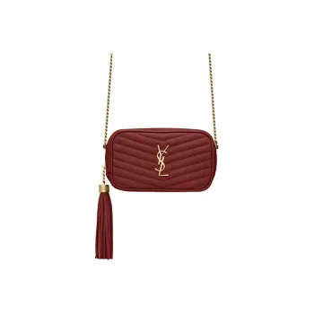 SAINT LAURENT Leather Shoulder Bag, Crossbody Bag Mini Women's Vibrant Red