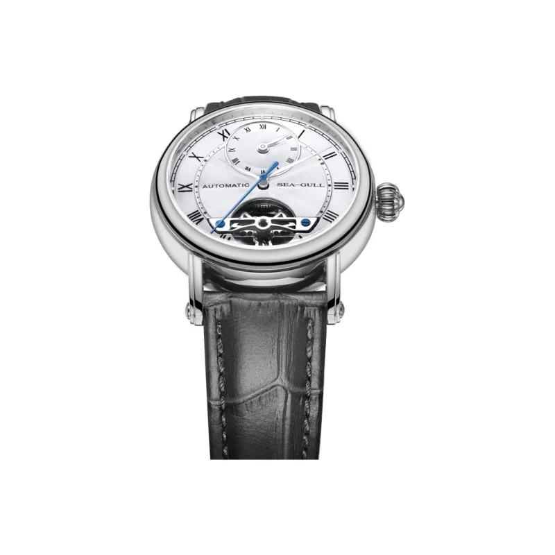 Sea Gull LE BRASSUS Automatic Mechanical Movement Cow Leather Strap Watch Men's Watches White Dial-3