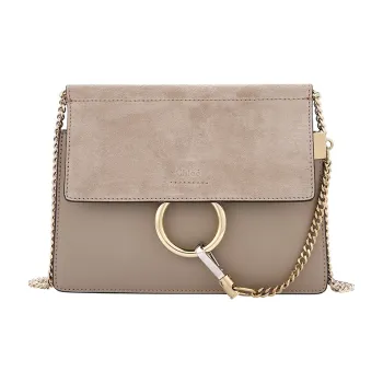 Chloe Faye Suede Calfskin Chain Bag, Shoulder Bag Women's Gray