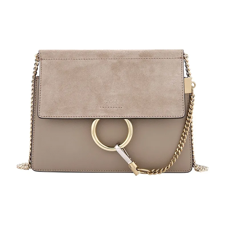 Chloe Faye Suede Calfskin Chain Bag, Shoulder Bag Women's Gray-0