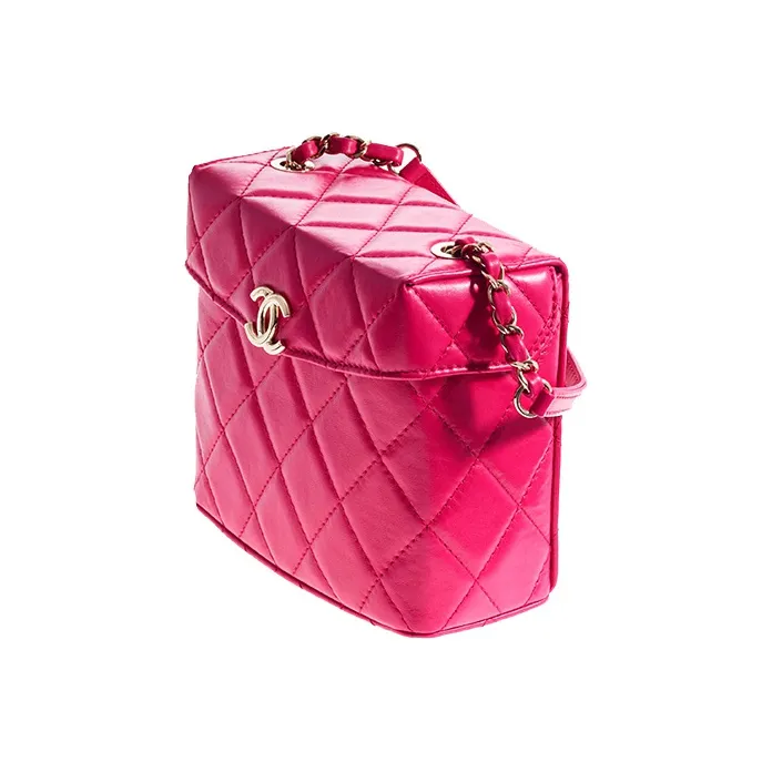 CHANEL Sheepskin Small Box Bag, Shoulder Bag, Crossbody Bag Women's Dark Pink-1