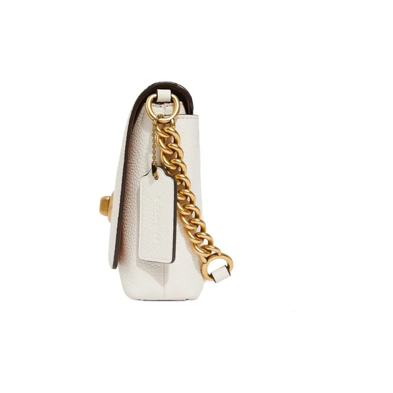 COACH Crosstown Pebbled Leather Small Square Bag Shoulder Bag Medium Size Women's White-3