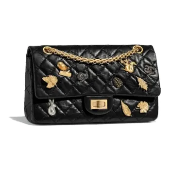 CHANEL 2.55 Leather Face Mask Bag Shoulder Bag Crossbody Bag Black