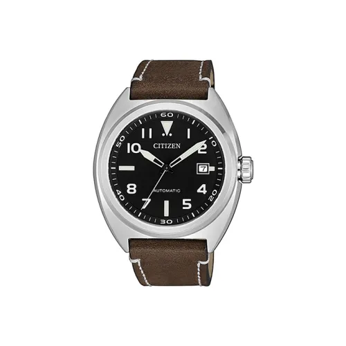 CITIZEN Automatic Mechanical Movement Cowhide Strap Watch 42mm Men's Watches Black Dial NJ0100-11E