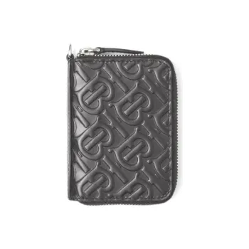 Burberry Cow Leather Clutch Coin Purse Card Holder Men's Black