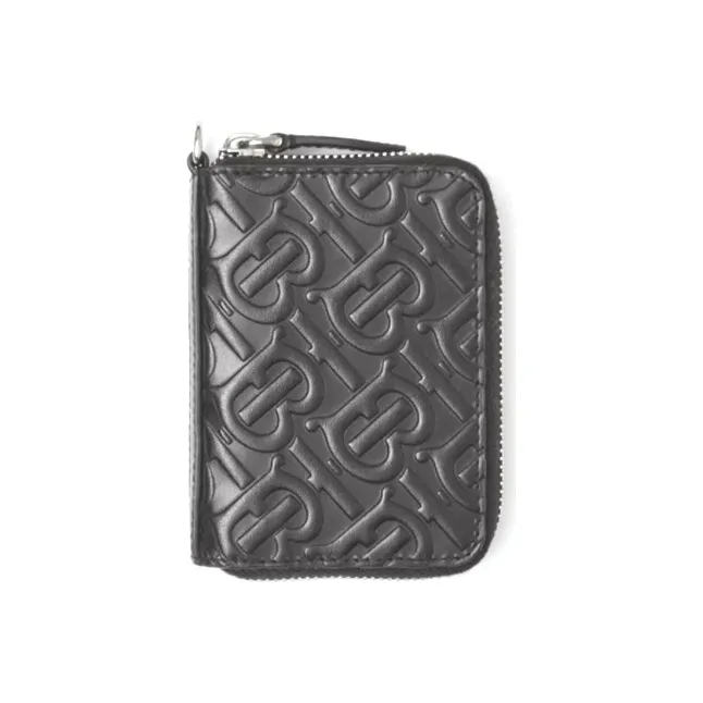 Burberry Cow Leather Clutch Coin Purse Card Holder Men's Black-0