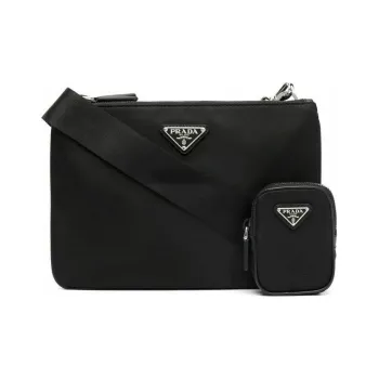 PRADA Recycled Nylon Saffiano Leather 2 in 1 Crossbody Bag Shoulder Bag Men's Black