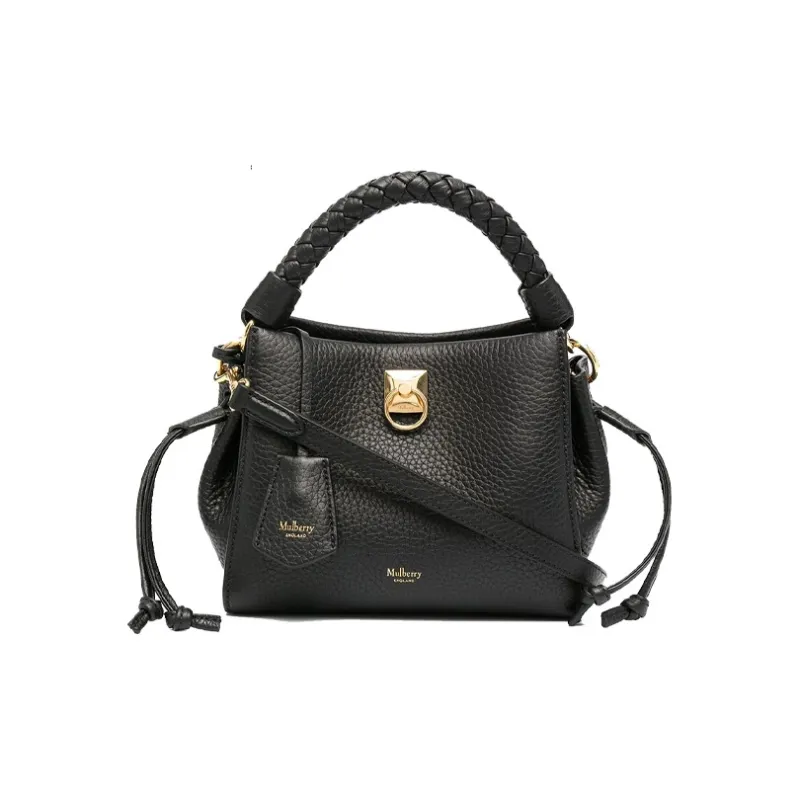 Mulberry Grained Leather Handbag Crossbody Bag Women's Black-0