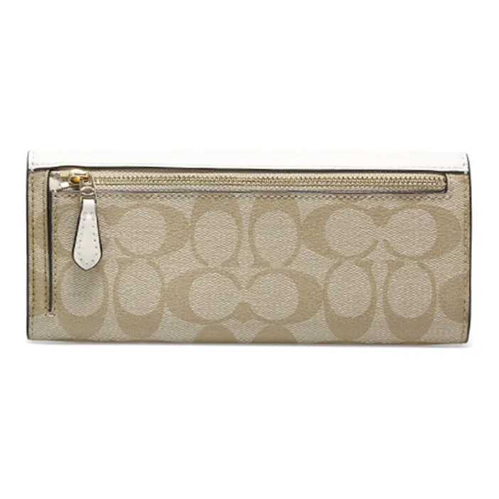 COACH Soft Wallet PVC With Skin Wallet Regular Women's Light Khaki & White-1