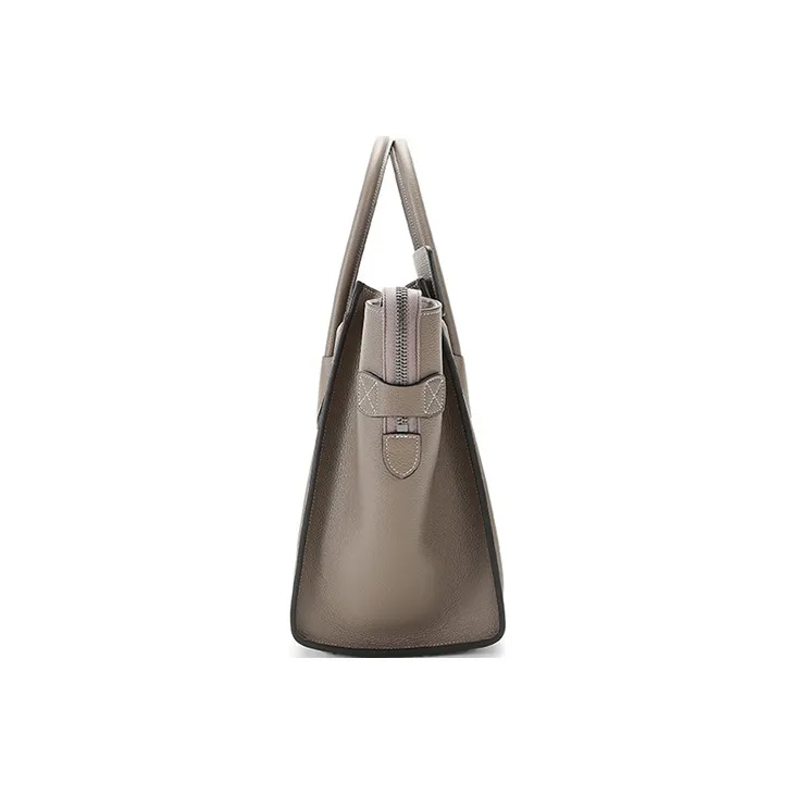 CELINE Luggage Cow Leather Handbag Large Size Women's Mouse Gray-2