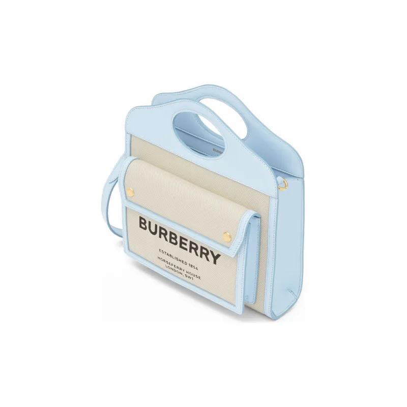 Burberry Horseferry Print Pocket Bag Mini White/Blue-4