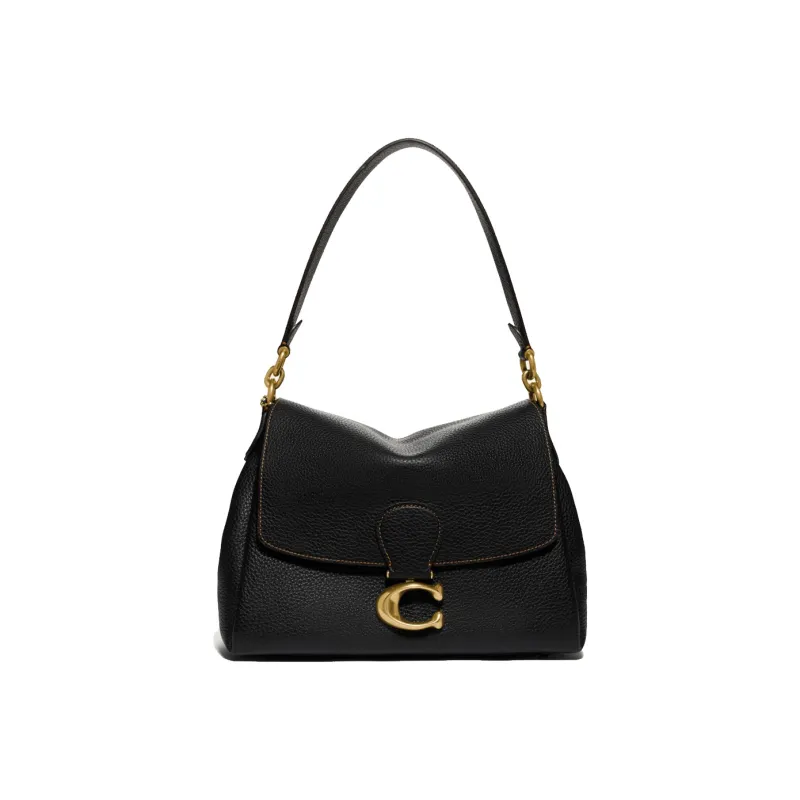 COACH May Leather Handbag Shoulder Bag Crossbody Bag Medium Size Women's Black-0