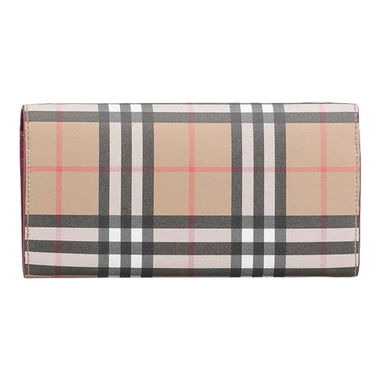 Burberry VINTAGE Cow Leather Wallet Chain Shoulder Bag Crossbody Bag Women's Khaki/Crimson-2