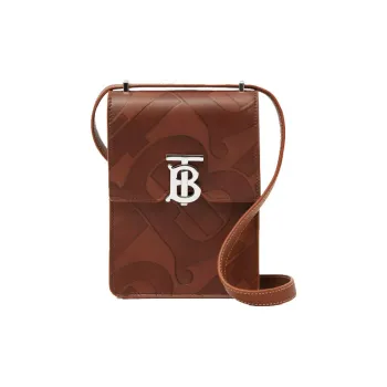 Burberry Robin Leather Shoulder Bag Crossbody Bag Cell Phone Pouch Women's Brown