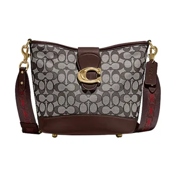 COACH TALI Jacquard Fabric Bucket Bags Shoulder Bag Crossbody Bag Regular Women's Khaki Brown
