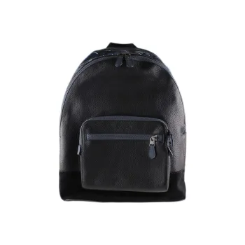 COACH West Matte Pebbled Leather And Suede Leather Backpack Large Size Men's Black Blue