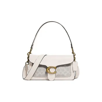 COACH Tabby Canvas Leather God Of Wine Bag, Shoulder Bag, Crossbody Bag Women's White