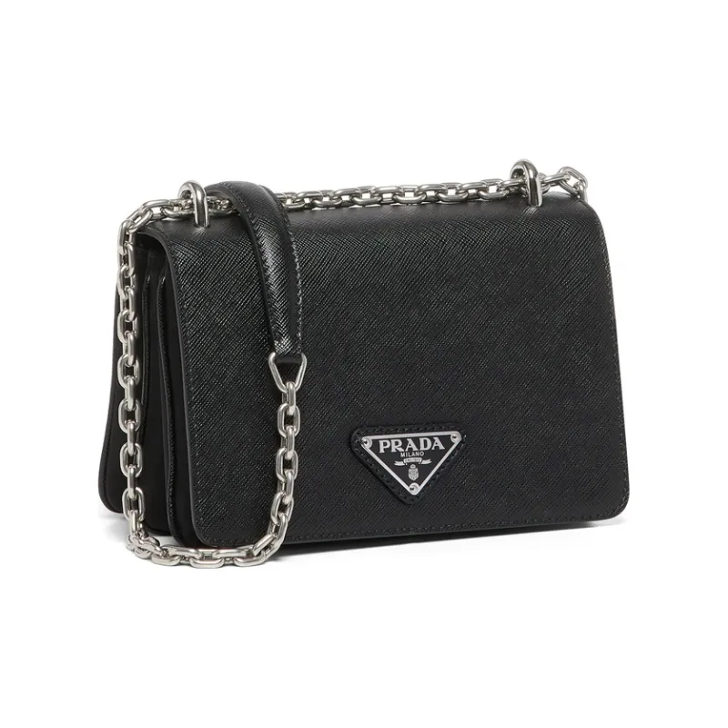 PRADA Saffiano Leather Envelope Bag, Shoulder Bag, Crossbody Bag Women's Black-1