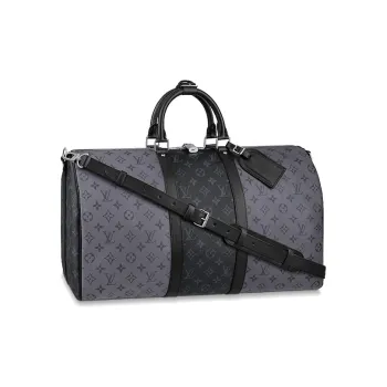 LOUIS VUITTON Keepall Bandouliere Monogram Eclipse Reverse 50 Gray