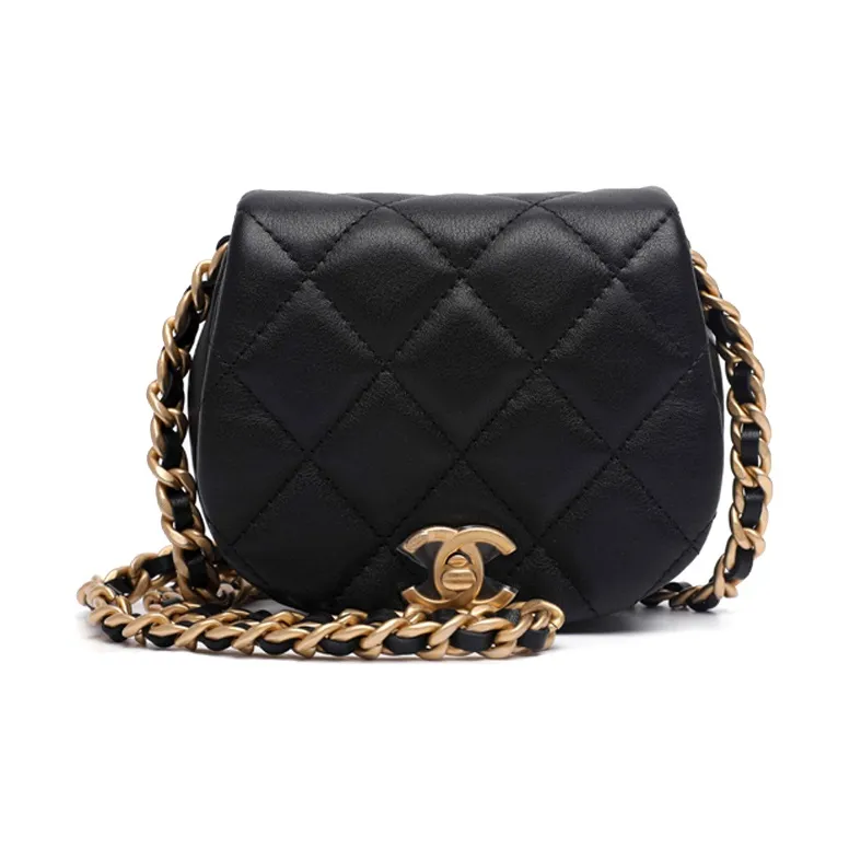CHANEL Dome Bag Saddle Bag Shoulder Bag, Crossbody Bag, Coin Purse Women's Black-1