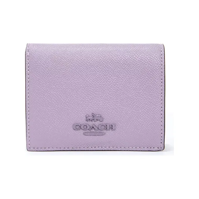 COACH Snap Wallet Leather Purse Card Bag Wallet Small Size Unisex Macaron Purple-0