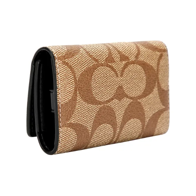 COACH Key Case Artificial Leather Key Pouch Unisex Brown Monogram-2