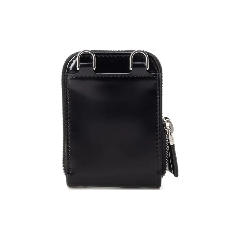 PRADA Shiny Cow Leather Shoulder Bag Crossbody Bag Mini Unisex Black-4