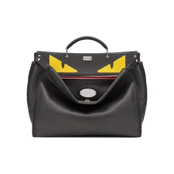 FENDI Peekaboo Cow Leather Tote Bag Shopping Bag Briefcase Handbag Regular Men's Black