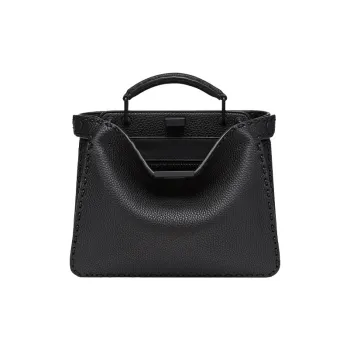 FENDI Peekaboo ISeeU Calfskin Shoulder Bag Crossbody Bag Handbag Mini Men's Black