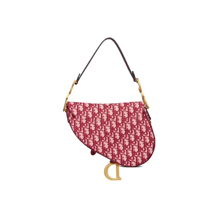 DIOR SaddleOBLIQUE Embroidery One Shoulder Handbags Women's Burgundy-3