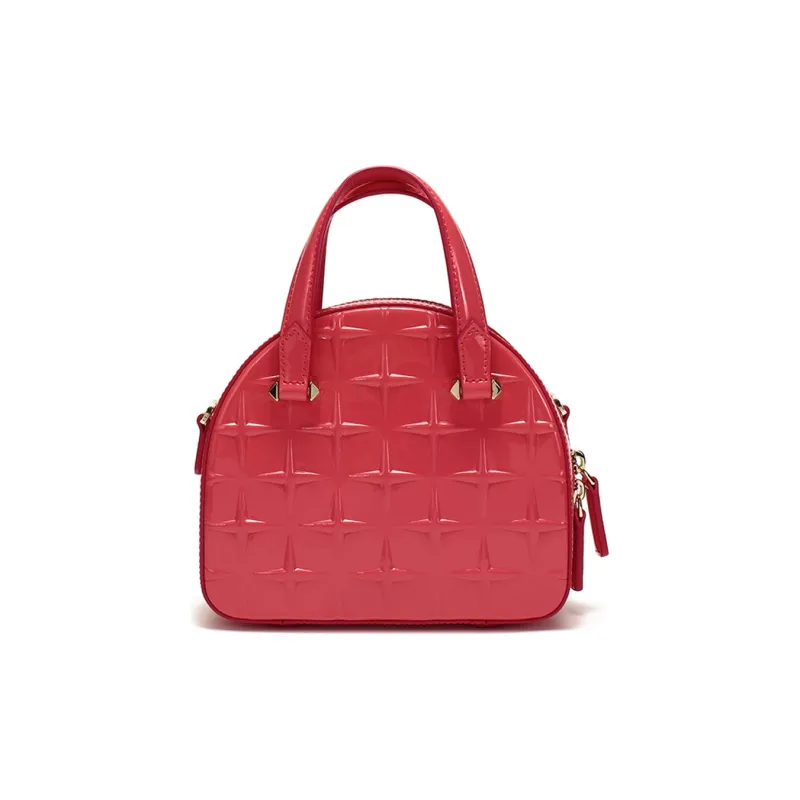 MCM Essential Visetos Origina Shiny Leather Portable Crossbody Bag, Shoulder Bag Mini Women's Watermelon Red-3