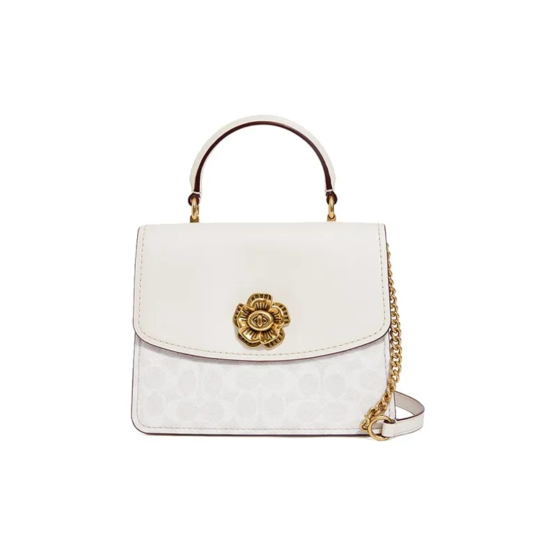 COACH Parker Canvas With Leather Handbag Shoulder Bag Crossbody Bag Medium Size Women's White-1