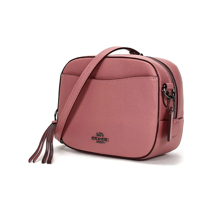 COACH Camera Polished Grained Leather Camera Bag Shoulder Bag Crossbody Bag Small Size Women's Vintage Pink-1