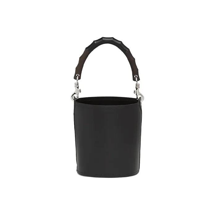 PRADA Leather Handbag Bucket Bag Women's Black-2