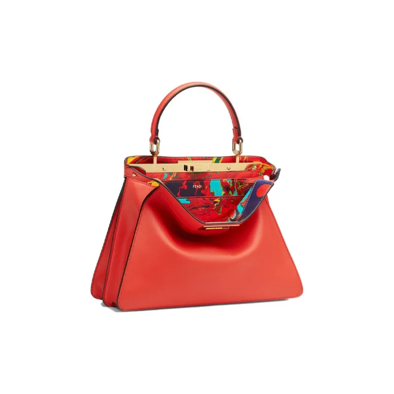 FENDI Peekaboo ISeeU Leather Handbag Medium Size Women's Red-1