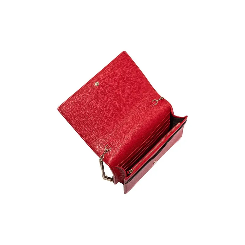 GUCCI Litchi Grain Leather Crossbody Bag, Shoulder Bag Women's Red-4